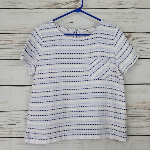 Talbots | Striped Pocket Top Zipper Back Short Sl - Picture 2 of 8